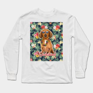 Dachshund Summer Funky Hawaiian, Hawaii Style, Dog Personalized Hawaiian Long Sleeve T-Shirt